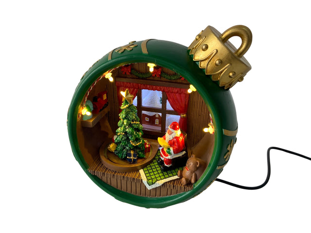 DO-HOME - Palla Di Natale Con Babbo In Poliresina Con Luci Movimento E Musica Usb Attacco Dc E Batteria 3Xaa 17X14Xh. 17 Cm In S
