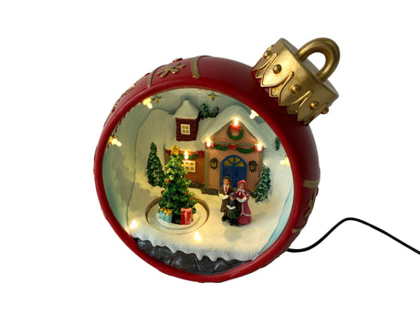 DO-HOME - Palla Di Natale Con Paesaggio In Poliresina Con Luci Movimento E Musica Usb Attacco Dc E Batteria 3Xaa 20X17Xh. 21 Cm