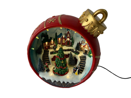 DO-HOME - Palla Di Natale Con Paesaggio In Poliresina Con Luci Movimento E Musica Usb Attacco Dc E Batteria 3Xaa 25X23Xh. 26 Cm
