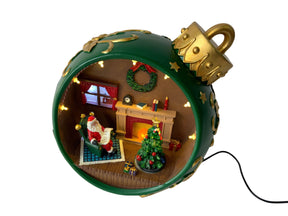 DO-HOME - Palla Di Natale Con Babbo In Poliresina Con Luci Movimento E Musica Usb Attacco Dc E Batteria 3Xaa 25X23Xh. 26 Cm In S