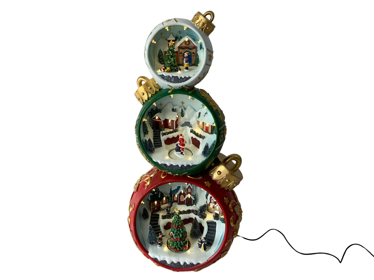 DO-HOME - Palle Di Natale Con Paesaggi Natalizi In Poliresina Con Luci Movimento E Musica Adattatore Dc 4.5V 3.6W 30X27Xh.62 Cm