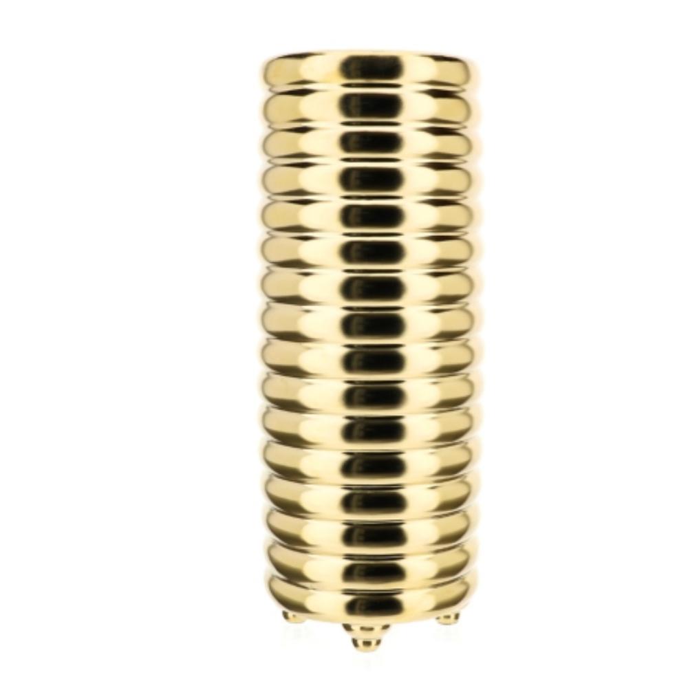 HERVIT - Gold Stoneware Cylinder Vase 19X47Cm 