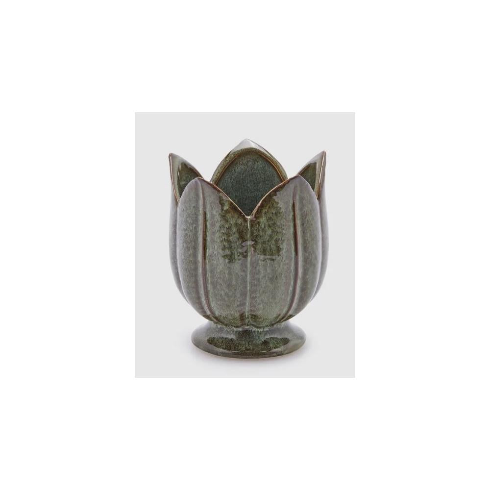 EDG - Vaso Tulip 13X11 Cm Verde In Ceramica