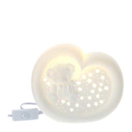 HERVIT - Porcelain Heart Lamp 21X9Xh17Cm Teddy Bear
