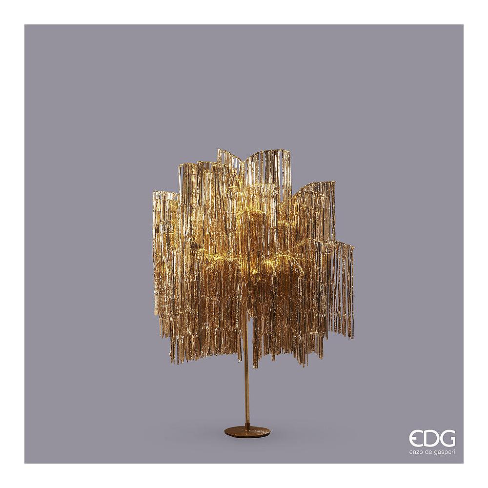 EDG - Albero Led Frange Champagne 600 Microled Struttura Smontabile In Metallo Con Luci Fisse H150 D90