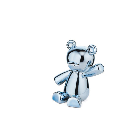 ZAVI - Teddy Bear Greets Polly In Turquoise Metallic Resin 7X4X7.1 Cm