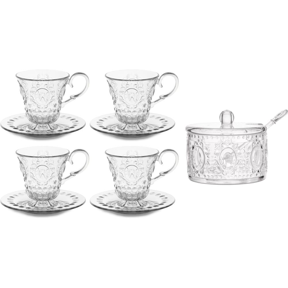 BACI MILANO - Set of 4 coffee cups and sugar bowl with transparent spoon