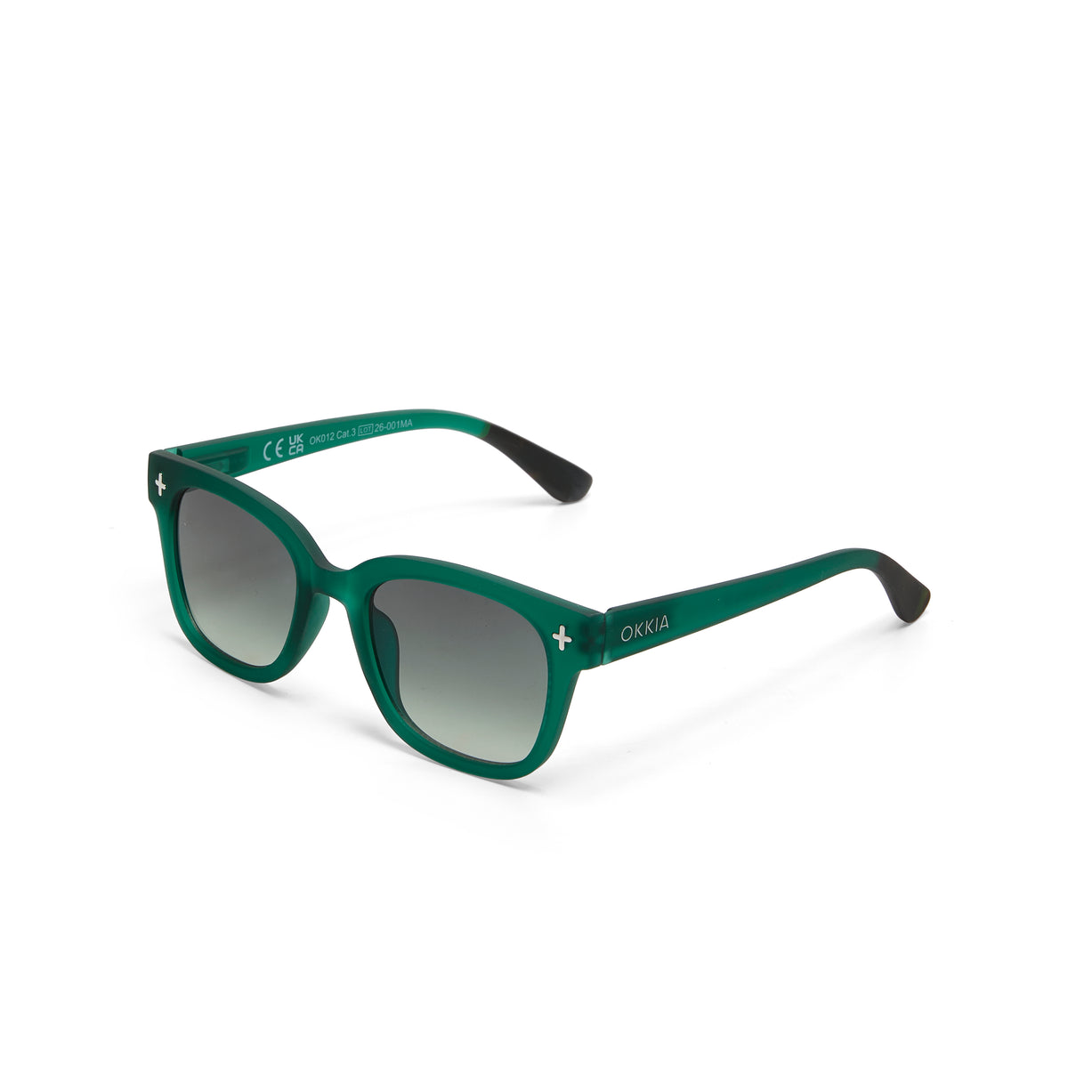 OKKIA - Occhiale Da Sole Premontato Mod. Giovanni - Montatura Soft Touch Col Translucent Green. ; Lens: Gradient Green
