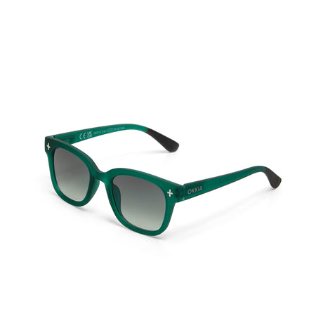 OKKIA - Occhiale Da Sole Premontato Mod. Giovanni - Montatura Soft Touch Col Translucent Green. ; Lens: Gradient Green