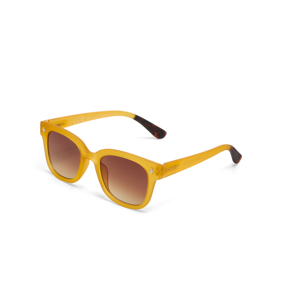 OKKIA - Occhiale Da Sole Premontato Mod.Giovanni - Montatura Soft Touch Col Translucent Yellow. ; Lens: Gradient Brown