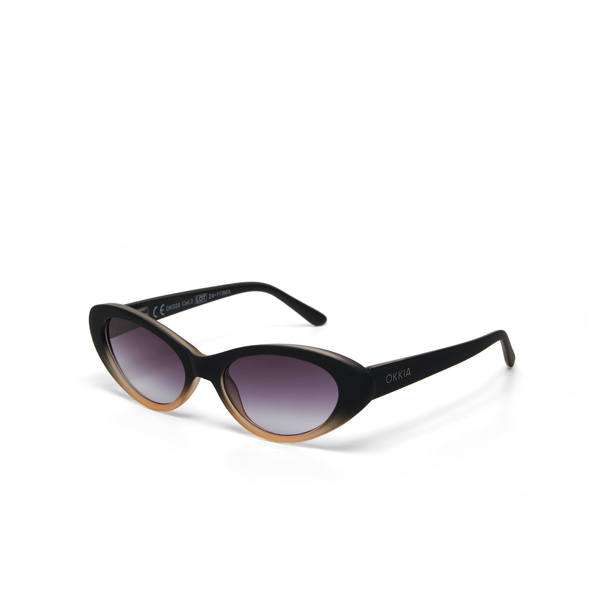 OKKIA - Occhiale Da Sole Premontato - Mod.Lina Montatura Soft Touch-Spring Arms Col: Black/ Pink / Lens: Black Gradientt