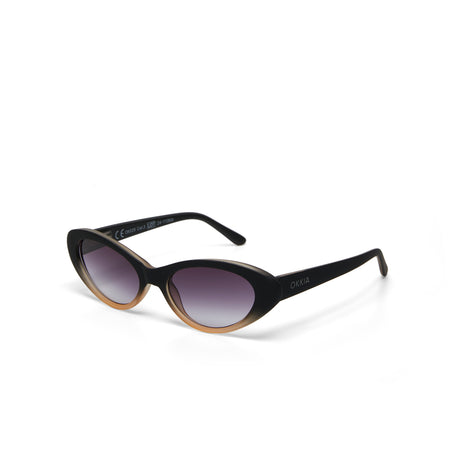 OKKIA - Occhiale Da Sole Premontato - Mod.Lina Montatura Soft Touch-Spring Arms Col: Black/ Pink / Lens: Black Gradientt