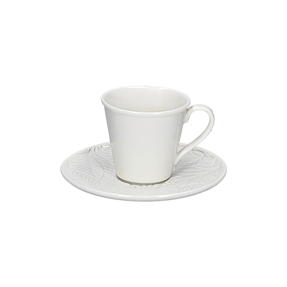 Tazza Caffè Con Piattino Home Firenze In Porcellana Bianca, Lavabile In Lavastoviglie E Microonde