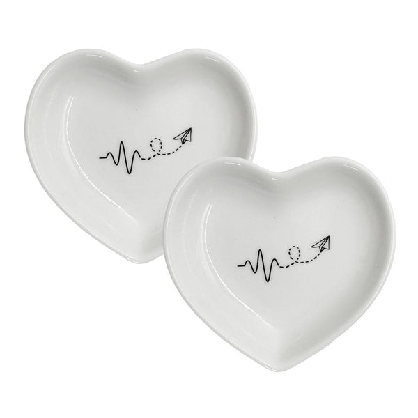 PORCELLANA BIANCA - Gli Onesti Set 2 Piattini Cuore 7,5Cm In Porcellana