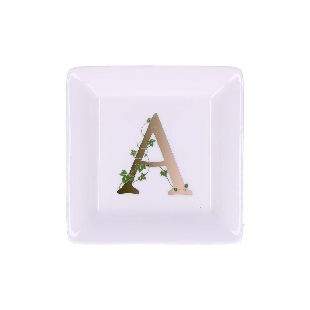 WHITE PORCELAIN - Adorato Square Saucer 10X10 Cm Letter A