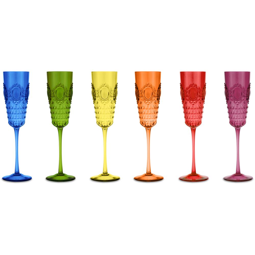 BACI MILANO - Set 6 Flute Champagne Colori Assortiti In Acrilico 6X25H