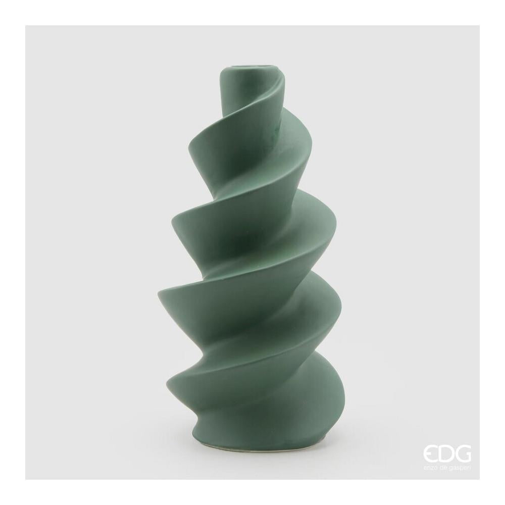 EDG - Vaso Avvitato Dark Gren In Ceramica H34 D17 Cm