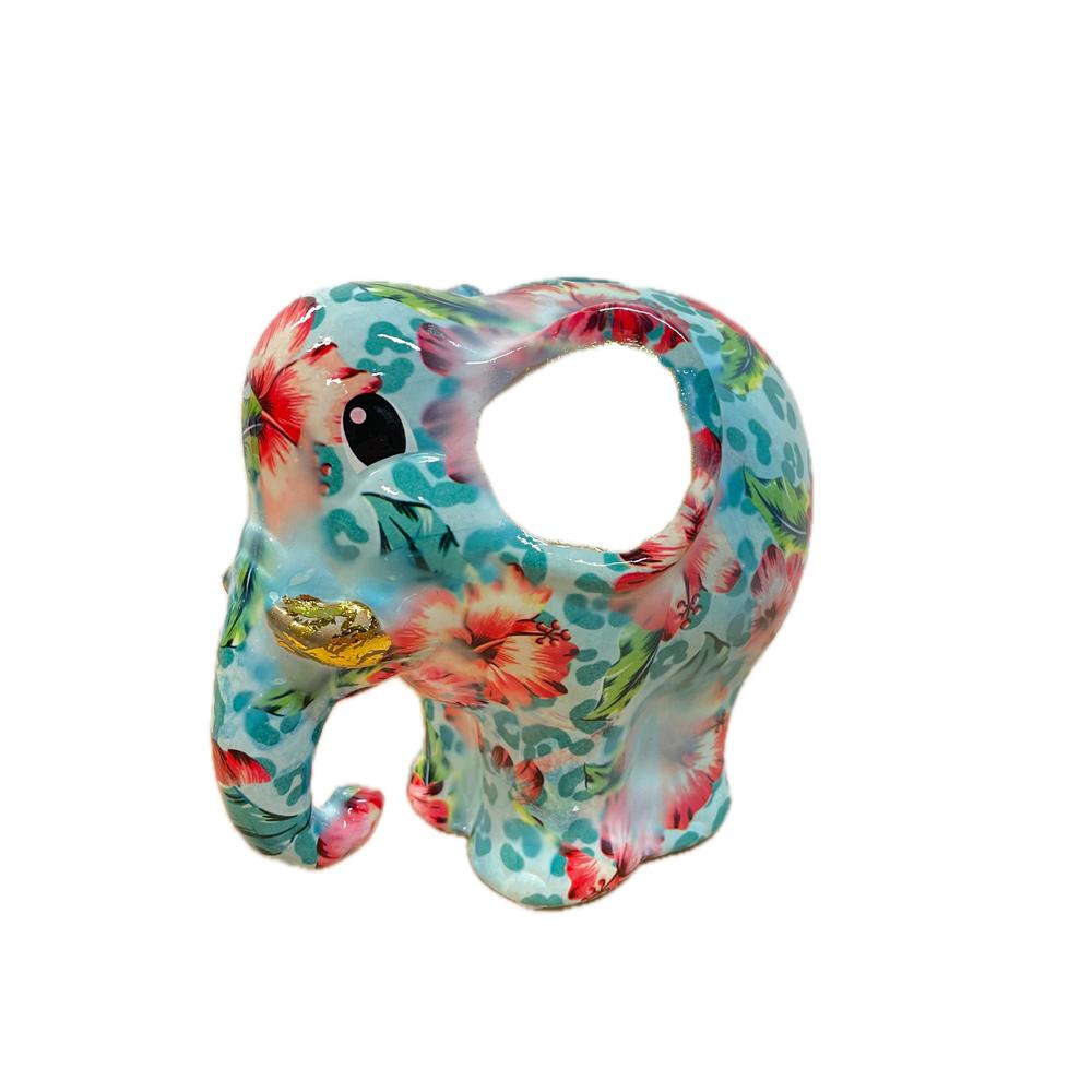 POMME PIDOU - Money Box Elephant Elton In Ceramica 19 Cm [Celeste]