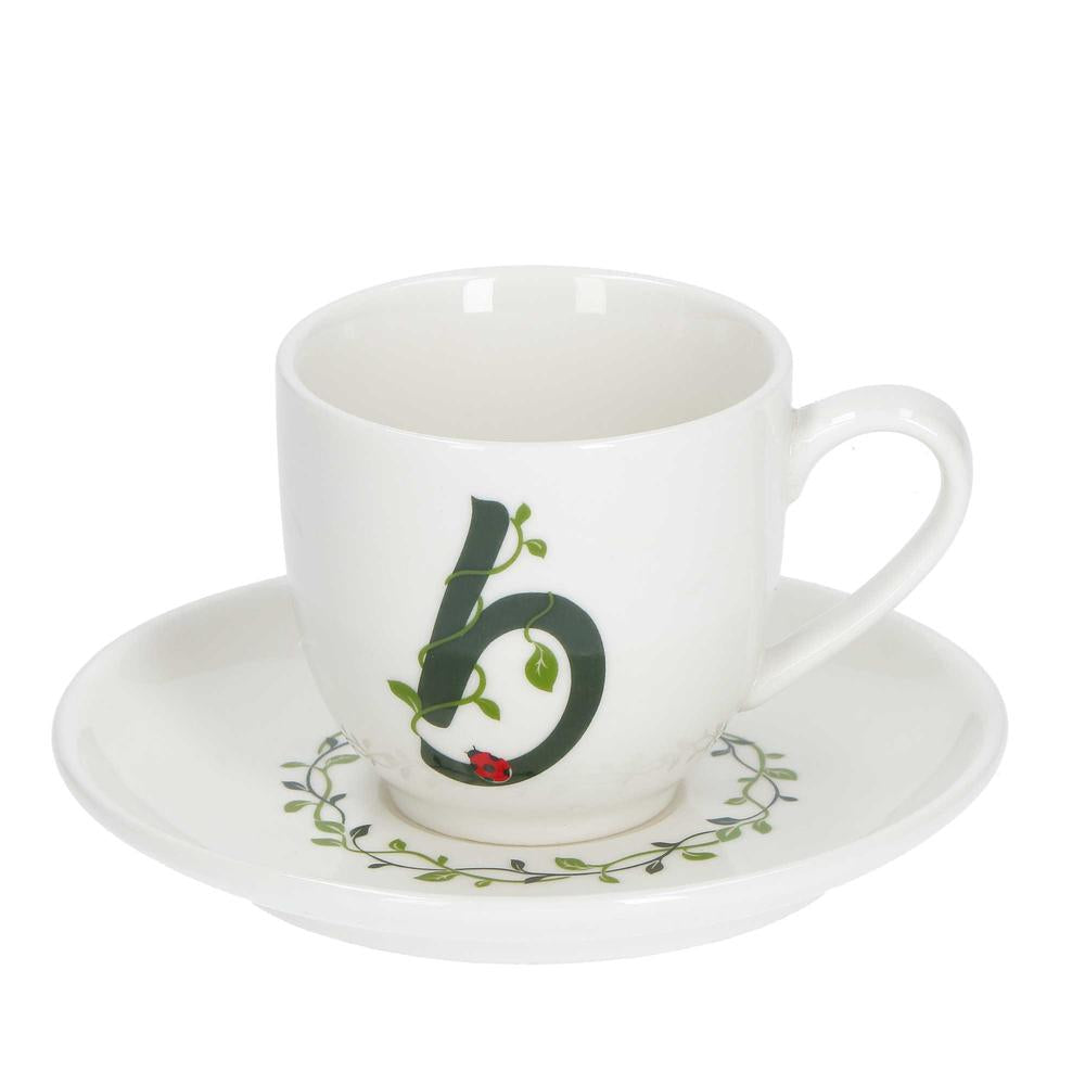 WHITE PORCELAIN - Only Your Coffee Cup With Saucer 90 Cc Letter B