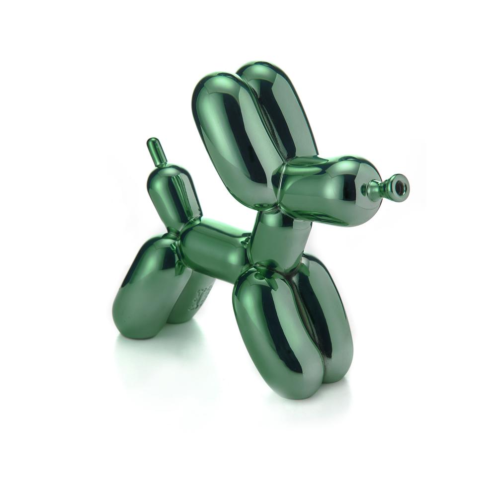 ZAVI - Statua Cane Polly In Resina Metallizzata Verde 15X6X16 Cm