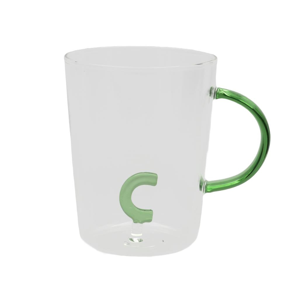 WHITE PORCELAIN - Allalettera Mug In Borosilicate Glass Letter " C " 440 Cc