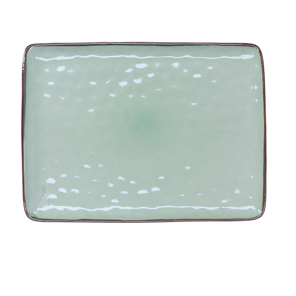 ROSE &amp; TULIPS - Concerto Green Tea Rectangular Tray 36X26.5 Cm