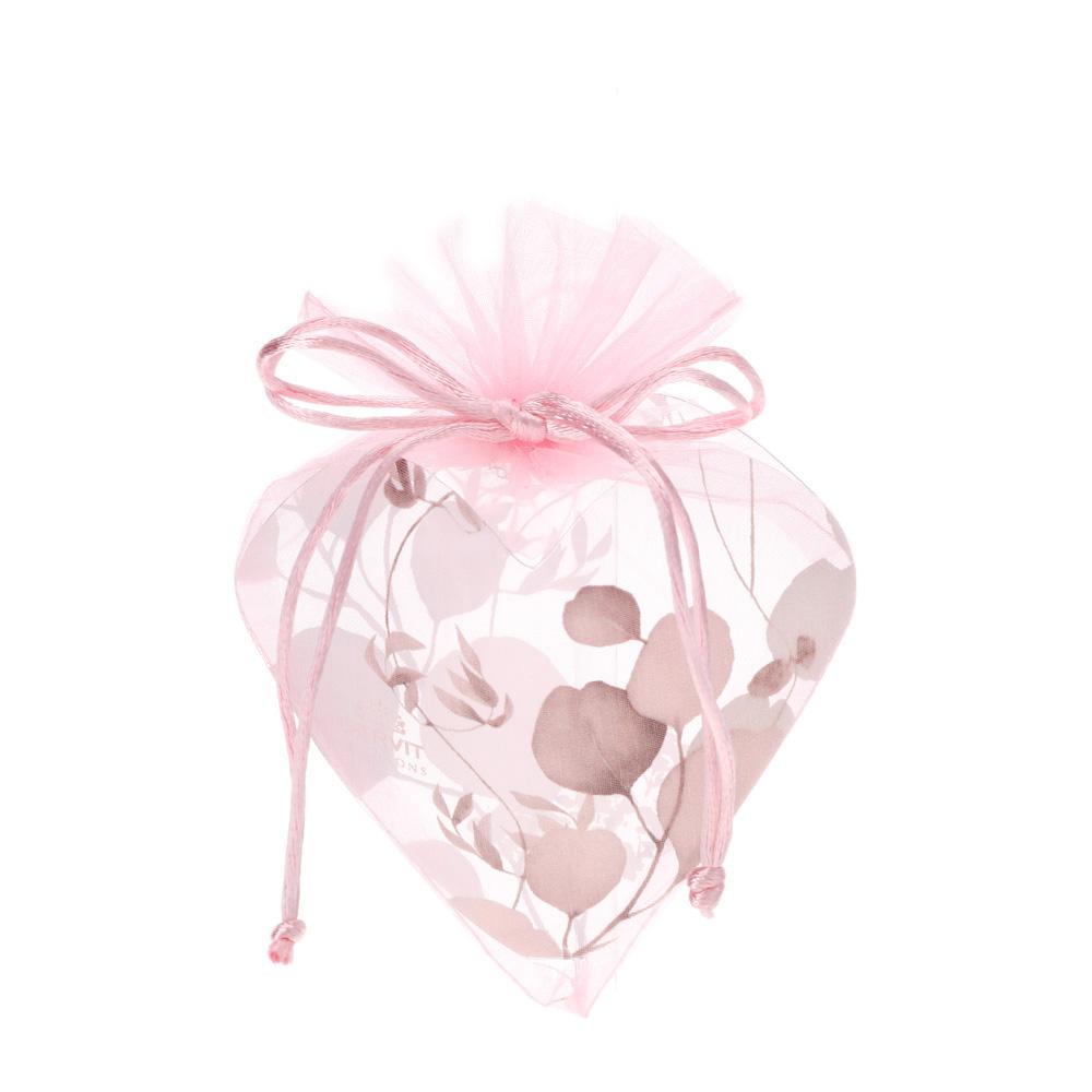 HERVIT - Pink Organza Heart Bag 12X17Cm