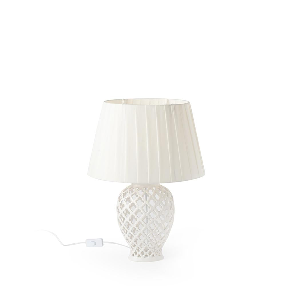 HERVIT - Oval Potiche Lamp Perforated Porcelain 38cm