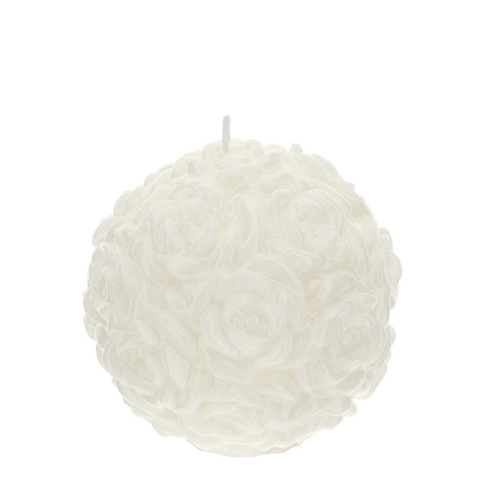 HERVIT - White Rose Sphere Candle Lacc.Dia.11Cm
