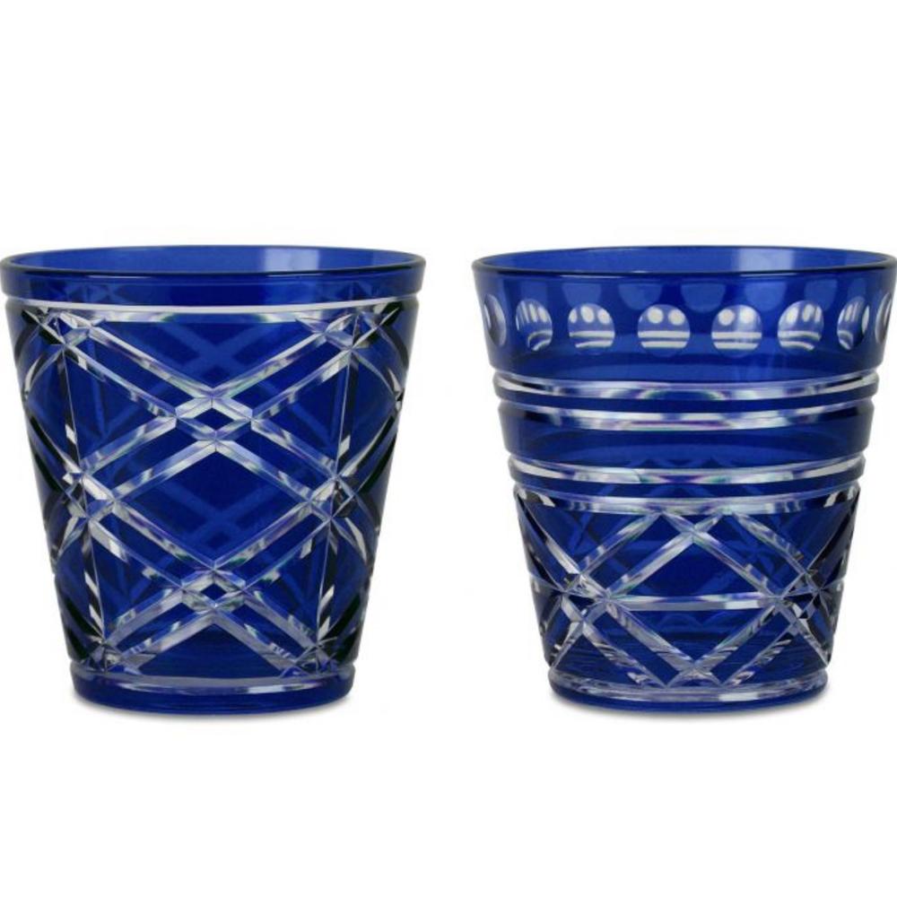 BACI MILANO - Set 2 Tumbler Vetro Intagliati - Blu