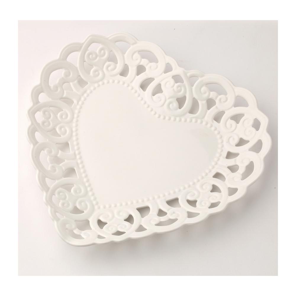 HERVIT - Perforated Porcelain Heart Plate 25cm