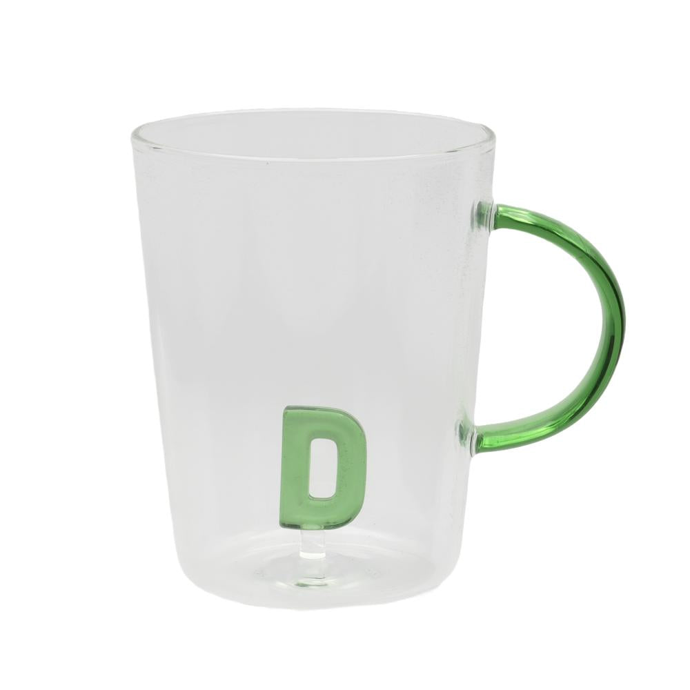 PORCELLANA BIANCA - Allalettera Mug In Vetro Borosilicato Lettera " D " 440 Cc