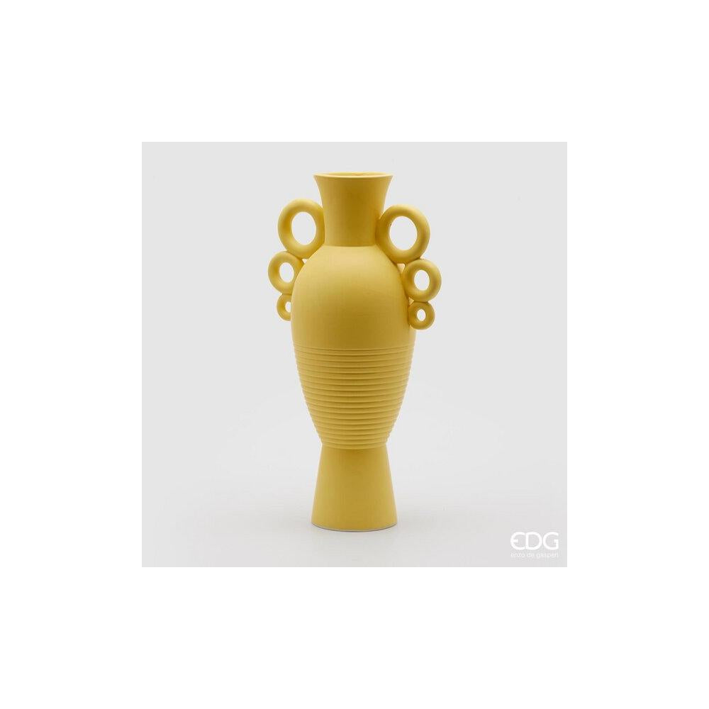 EDG - Vaso Anfora C/3Anelli H44 D16 In Ceramica