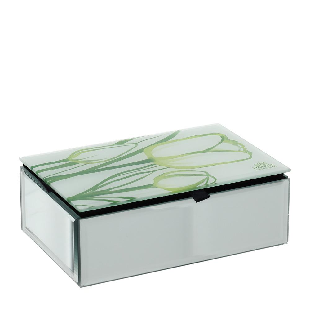 HERVIT - Wood/Glass/Mirror Box 15X10X5Cm