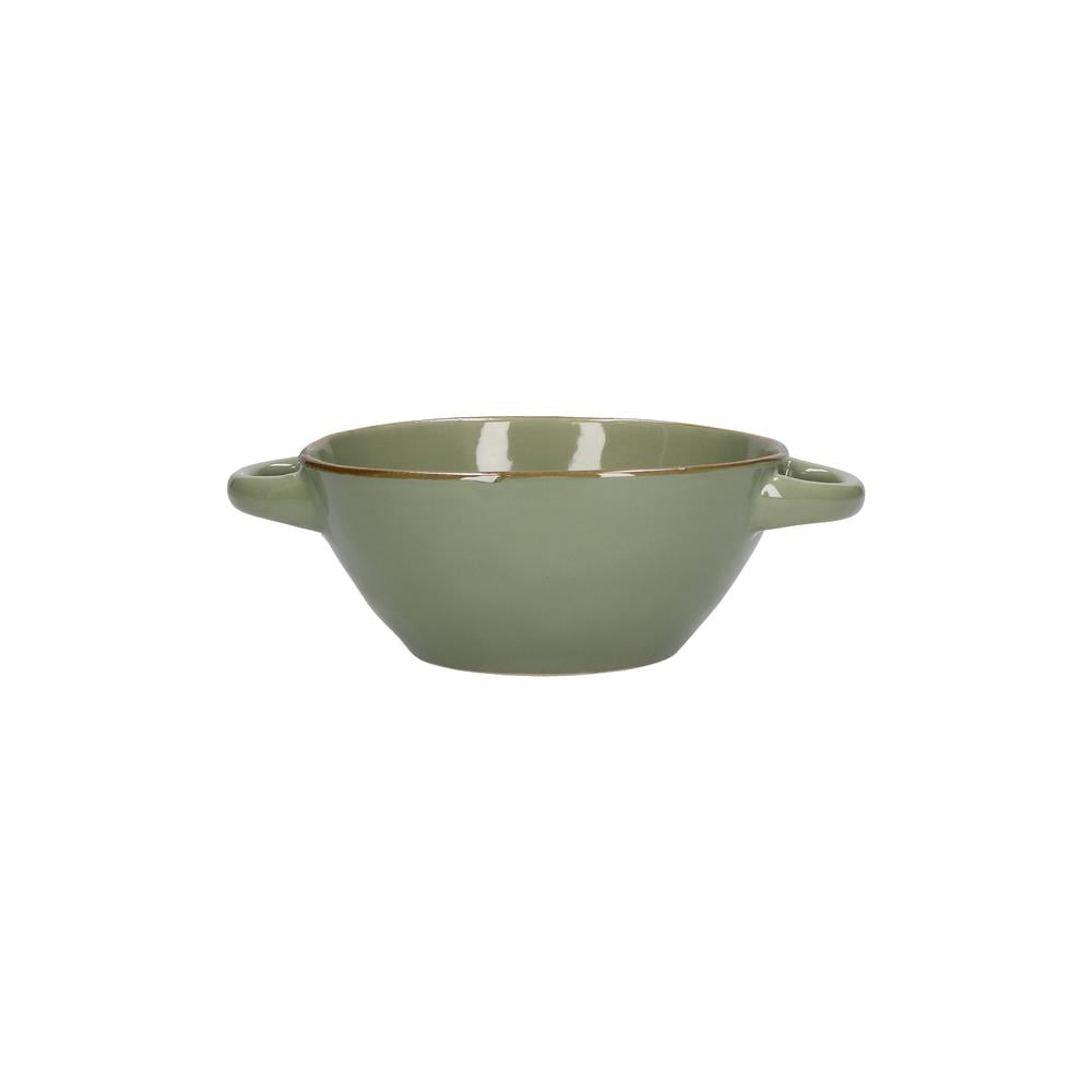 ROSES &amp; TULIPS - Concerto Olive Green Soup Bowl With Handles
