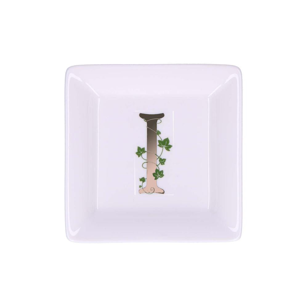 WHITE PORCELAIN - Adorato Square Saucer 10X10 Cm Letter I
