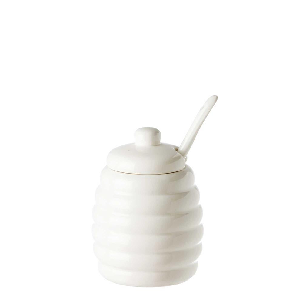 WHITE PORCELAIN - Menage Sugar Bowl With Spoon