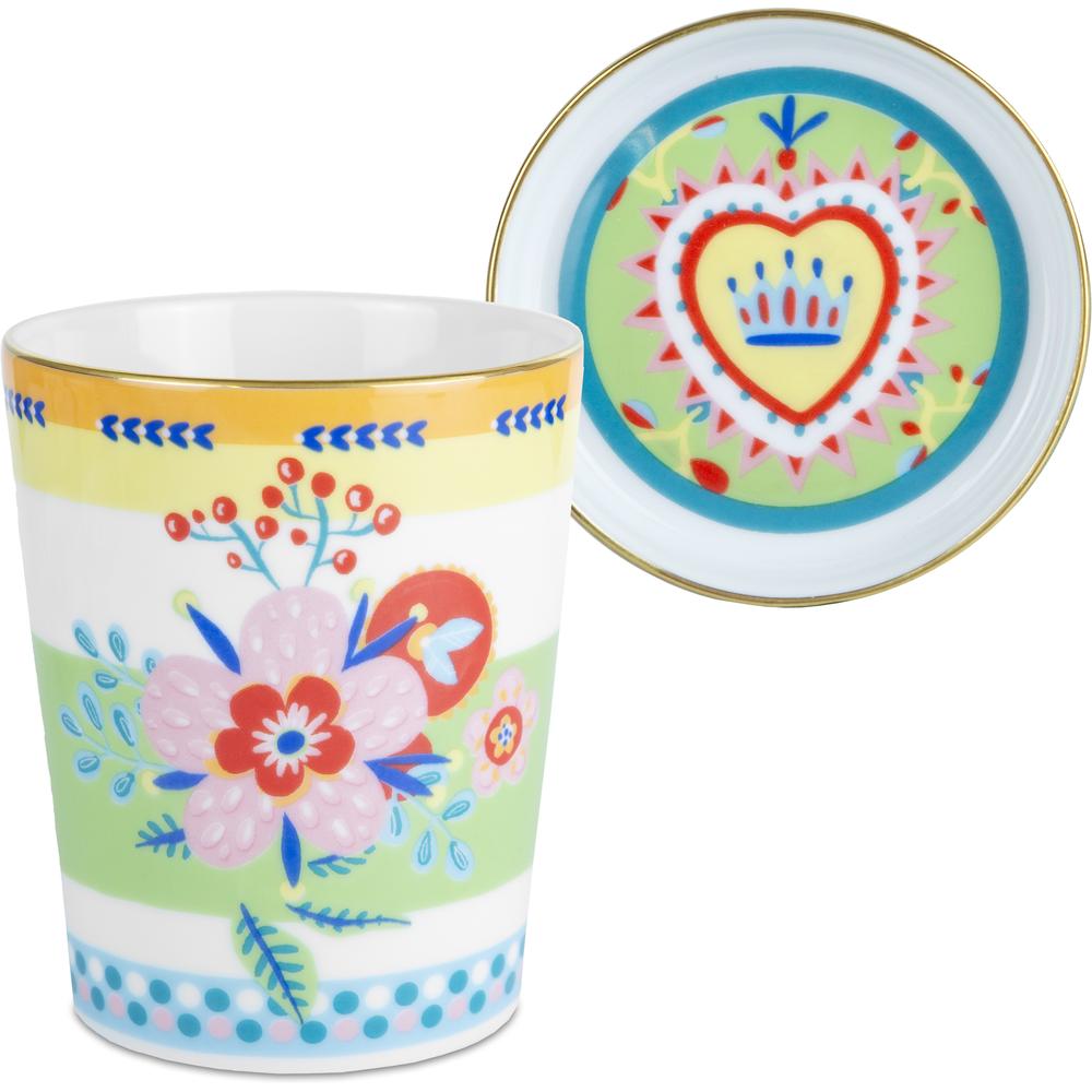 BACI MILANO - Mamma Mia Glass With Saucer And Lid Buon Appetito In Porcelain 9X12 Cm