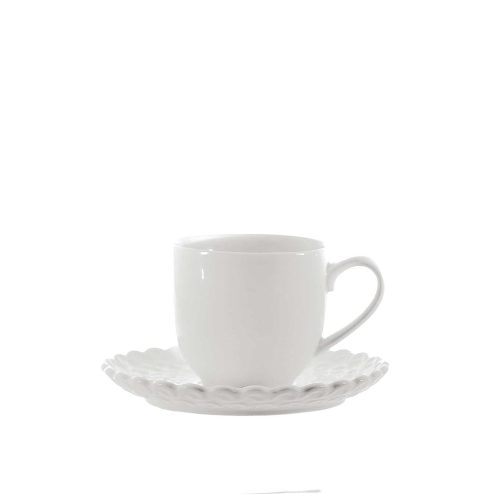 PORCELANA BLANCA - Taza De Café Con Platillo Momenti 6 Piezas