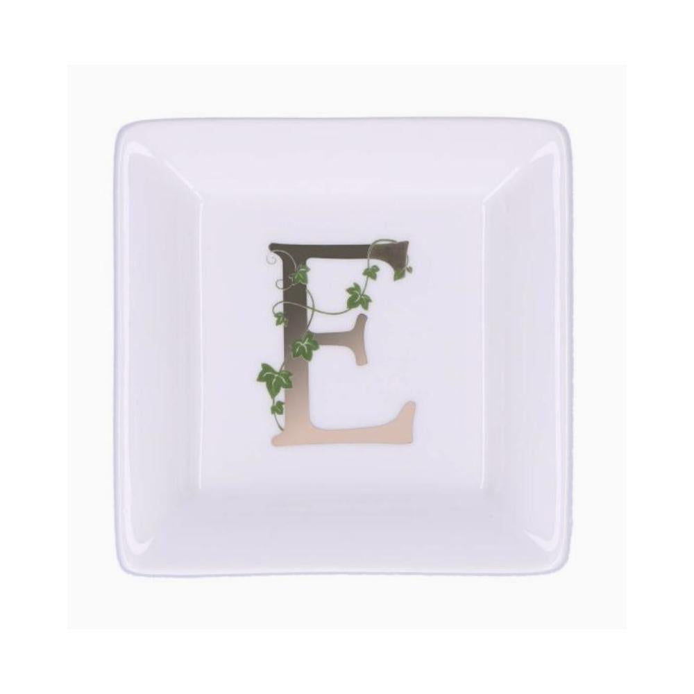 WHITE PORCELAIN - Adorato Square Saucer 10X10 Cm Letter E