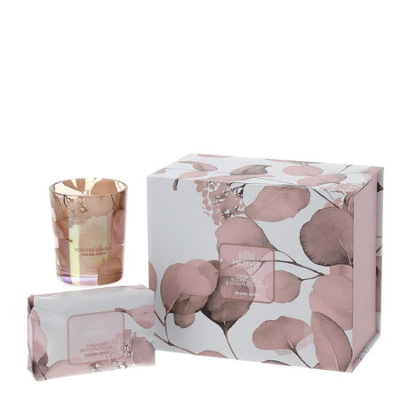 HERVIT - 70G Candle+120G Botanic Pink Soap Set