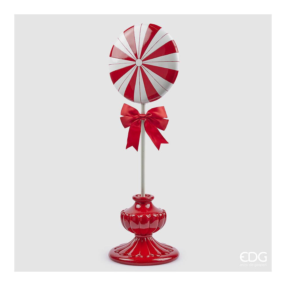 EDG - Decoro Caramella Topiary White Red In Poliresina E Metallo H71 Cm