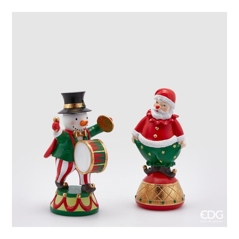 EDG - Poly Circus Snowman In Polyresin Green Red H25 Cm