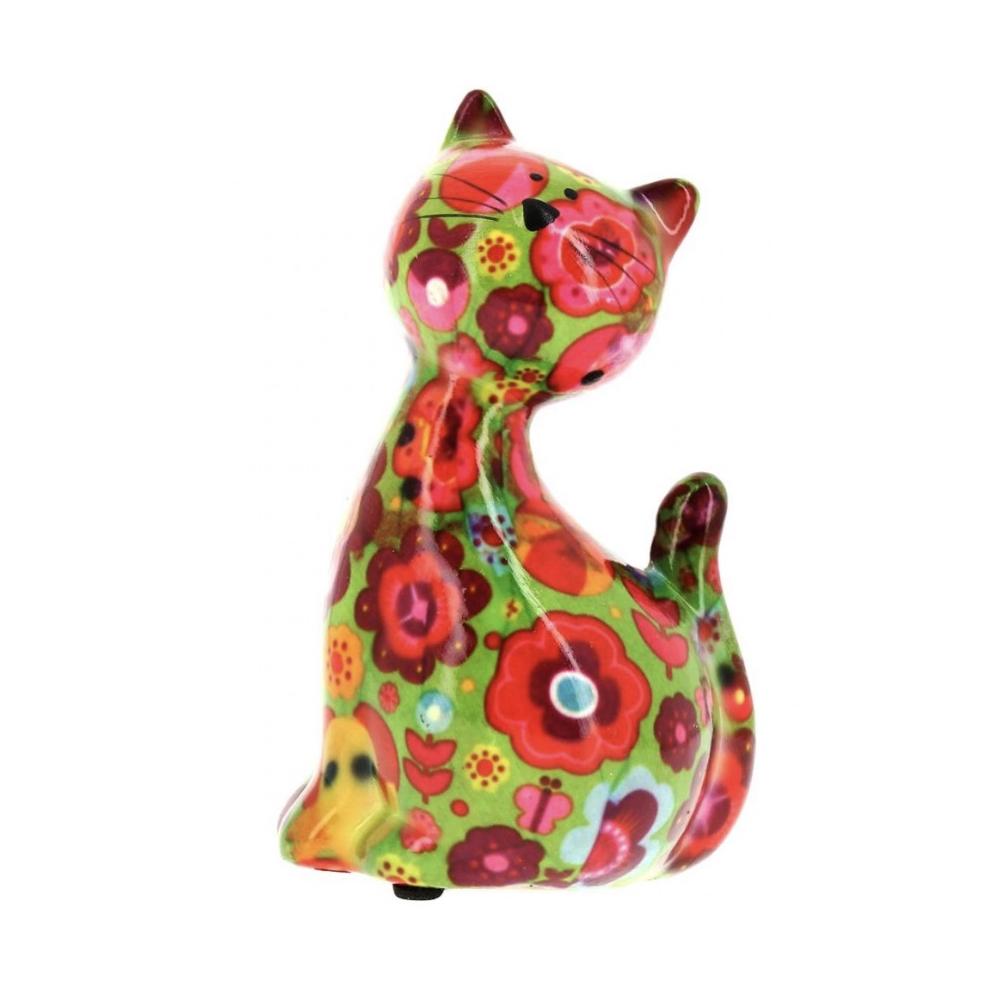 POMME PIDOU - Money Box Cat "Caramel" In Ceramica H 13 Cm [Verde]