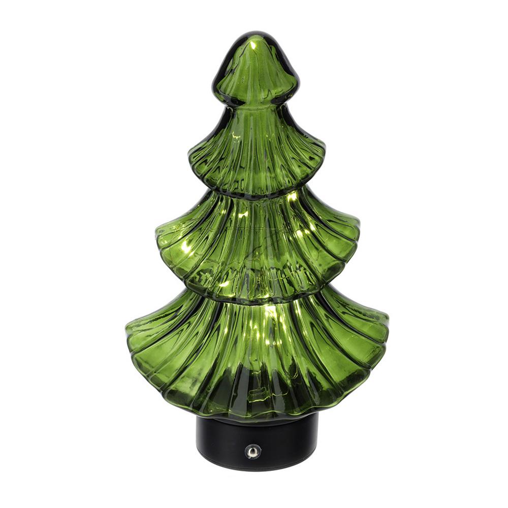 HERVIT - Lampada Led Albero Vetro Verde 17Xh28Cm