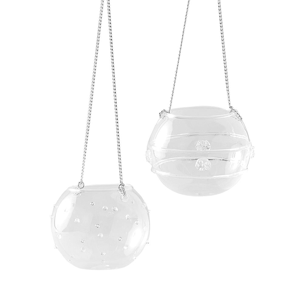 HERVIT - Caja de 2 portavasos con esferas de cristal 10 cm