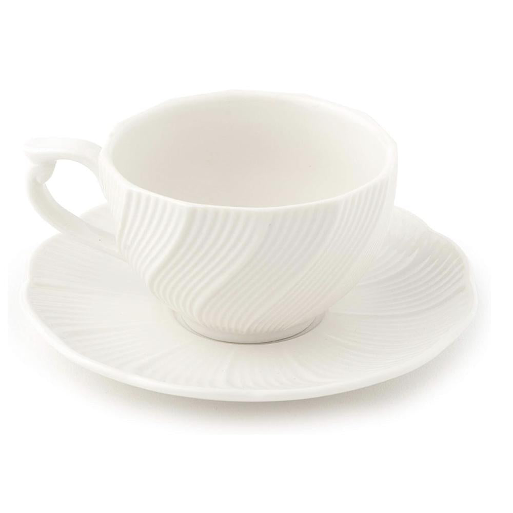 HERVIT - Box of 6 Coffee Cups with Porcelain Saucer