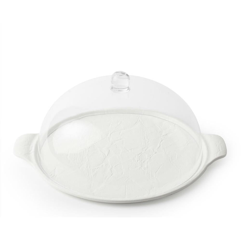 HERVIT - Base plate in round lava porcelain with acrylic bell D 34