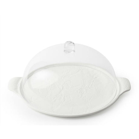 HERVIT - Base plate in round lava porcelain with acrylic bell D 34
