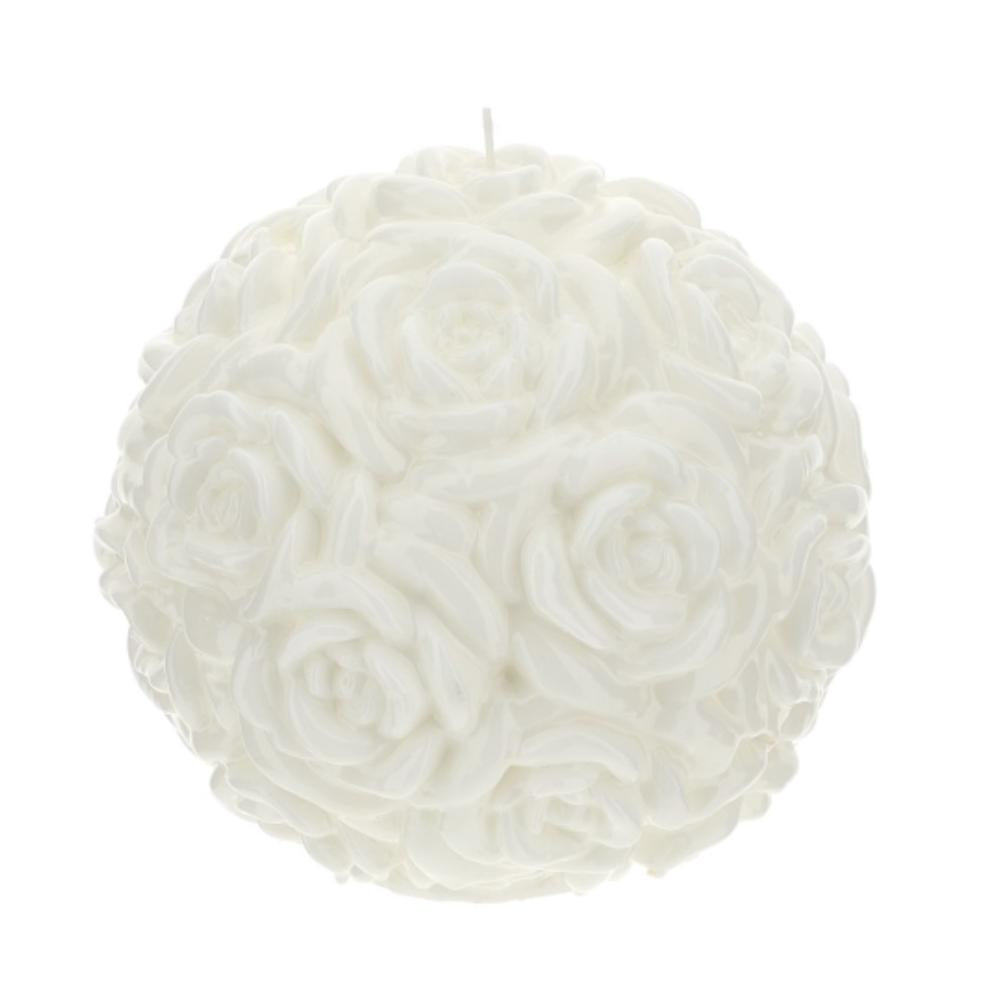 HERVIT - White Rose Sphere Candle Lacc.Dia.20Cm